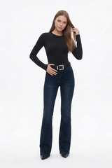 Women's Fall Washed High Waist Flare Jeans