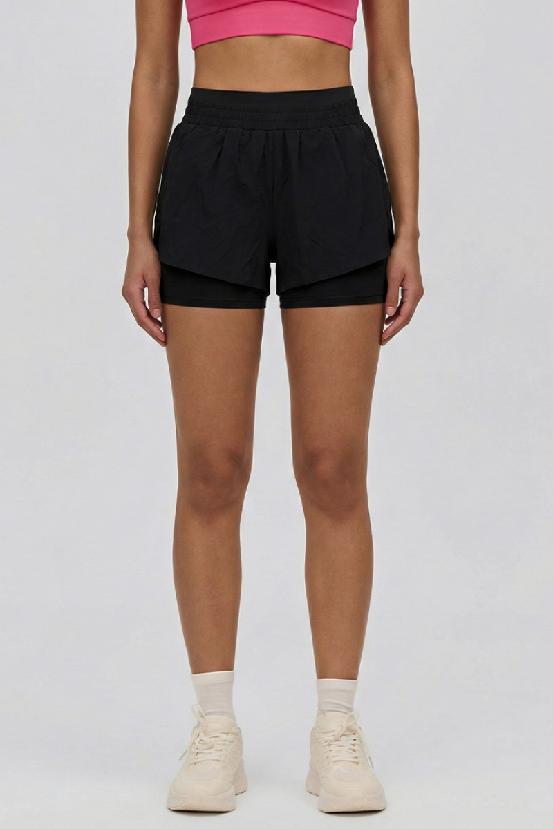Women's Summer Cooling Faux Two-Piece Drawstring Sports Shorts