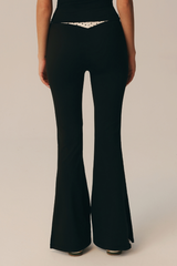 Women's Polka Dot V-Waist Color Block Flare Yoga Pants