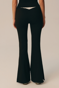 Women's Polka Dot V-Waist Color Block Flare Yoga Pants