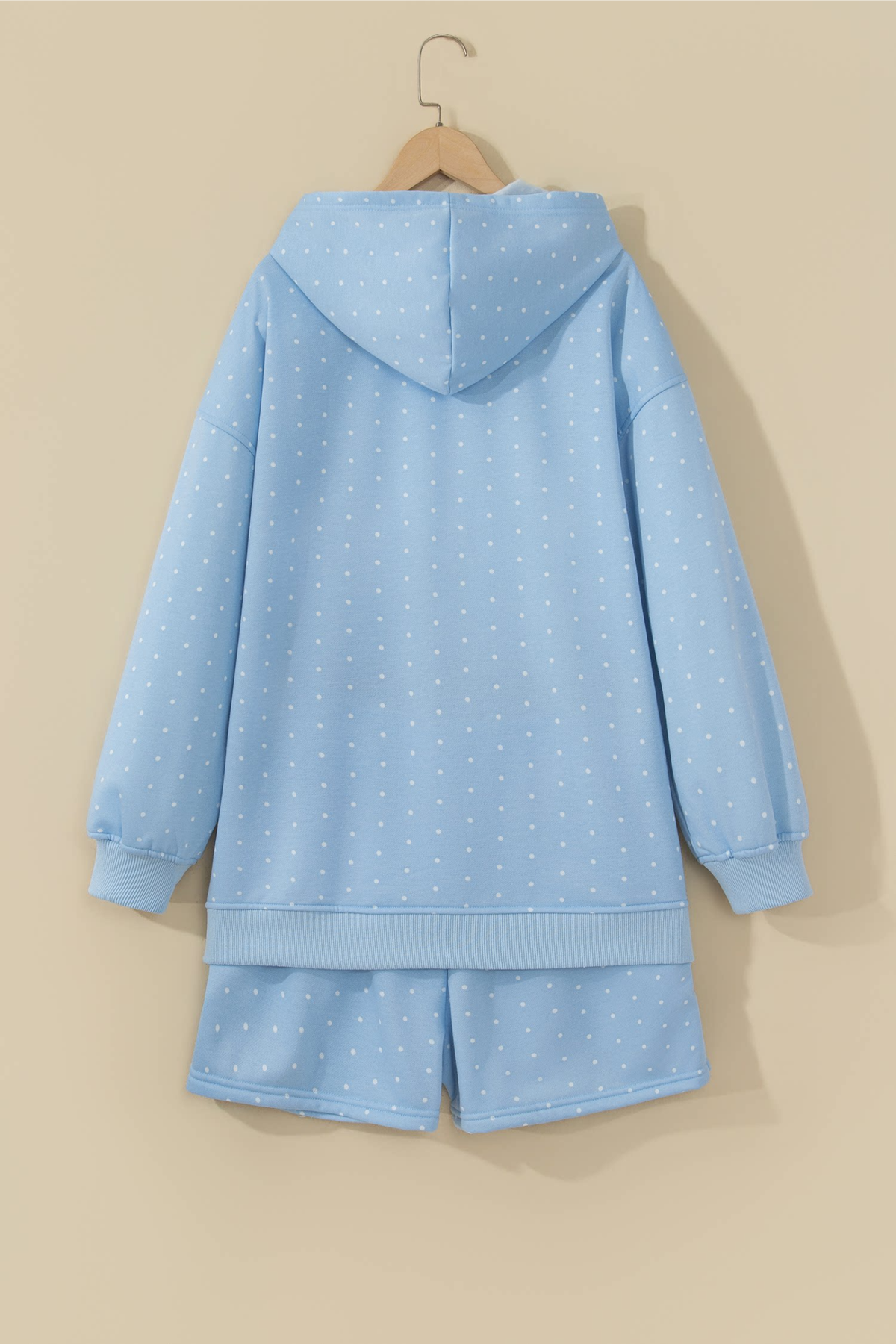 Women's Polka Dot Oversized Hoodie And Short Loungewear Sets