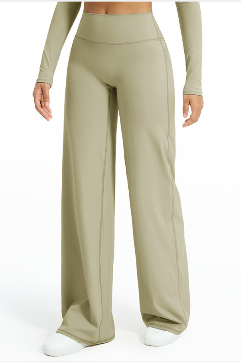Women's High Waist V-Seam Butt Lifting Draped Wide Leg Pants