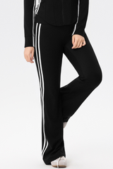 Plus Size Women's Color Block Side-Stripe Flared Yoga Pants