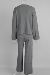 Zipper-fastened jacket and long pants set