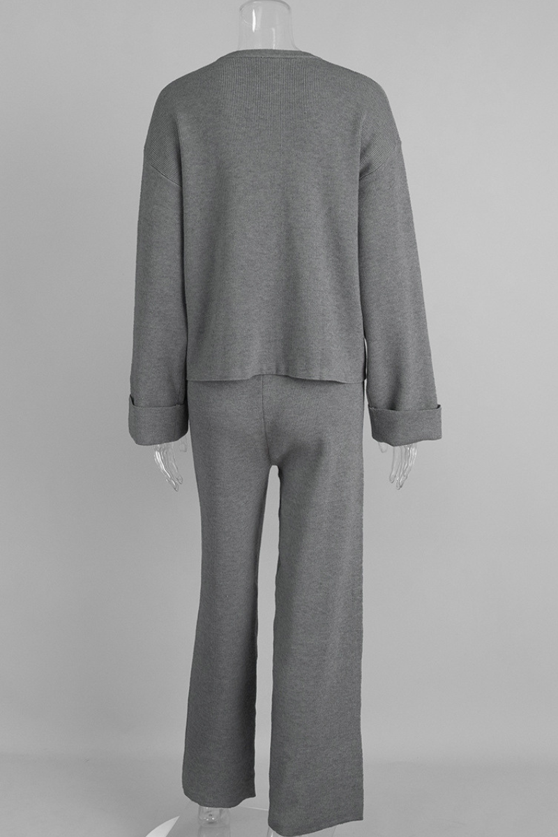 Zipper-fastened jacket and long pants set