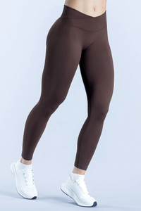 Seamless crossover waistband long pants