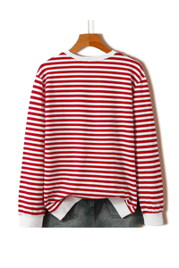 Women's Christmas Cow Striped Color Block Sweatshirt