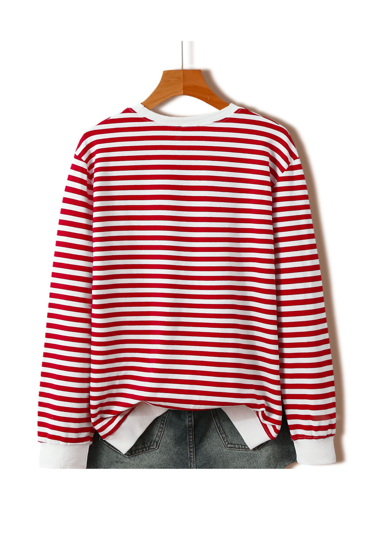 Women's Christmas Cow Striped Color Block Sweatshirt