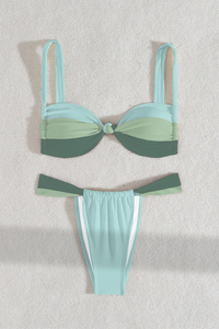 Women's Minimalist Color Block Twist Front Sexy Bikini