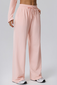 Women Fall Quick Dry lastic Waist Drawstring Wide-Leg Pants