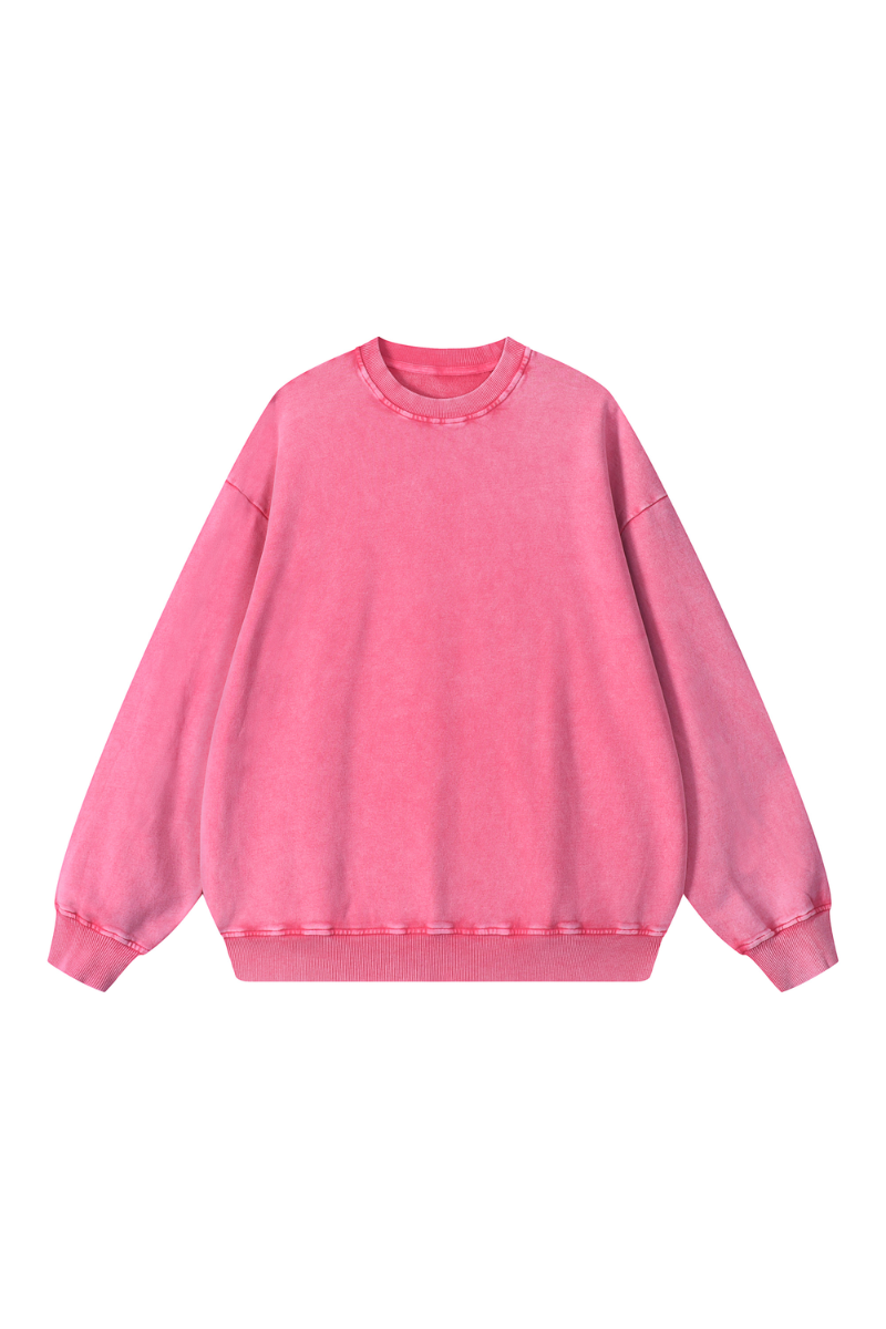 Unisex Fall 100% Cotton Snow Washed Crewneck Sweatshirt