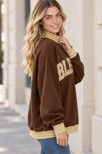 Women's Fall Custom Polka Dot Embroidery Mockneck Sweatshirt