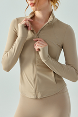 Women's Full Zip Finger Cuffs Slim Fit Sports Yoga Jacket