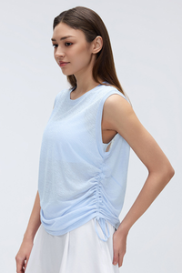 Women's Summer Sheer Breathable Drawstring Sports Tank Top