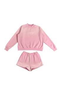 Women's Gradient Mock Neck Sweatshirt And Shorts 2 Piece Set