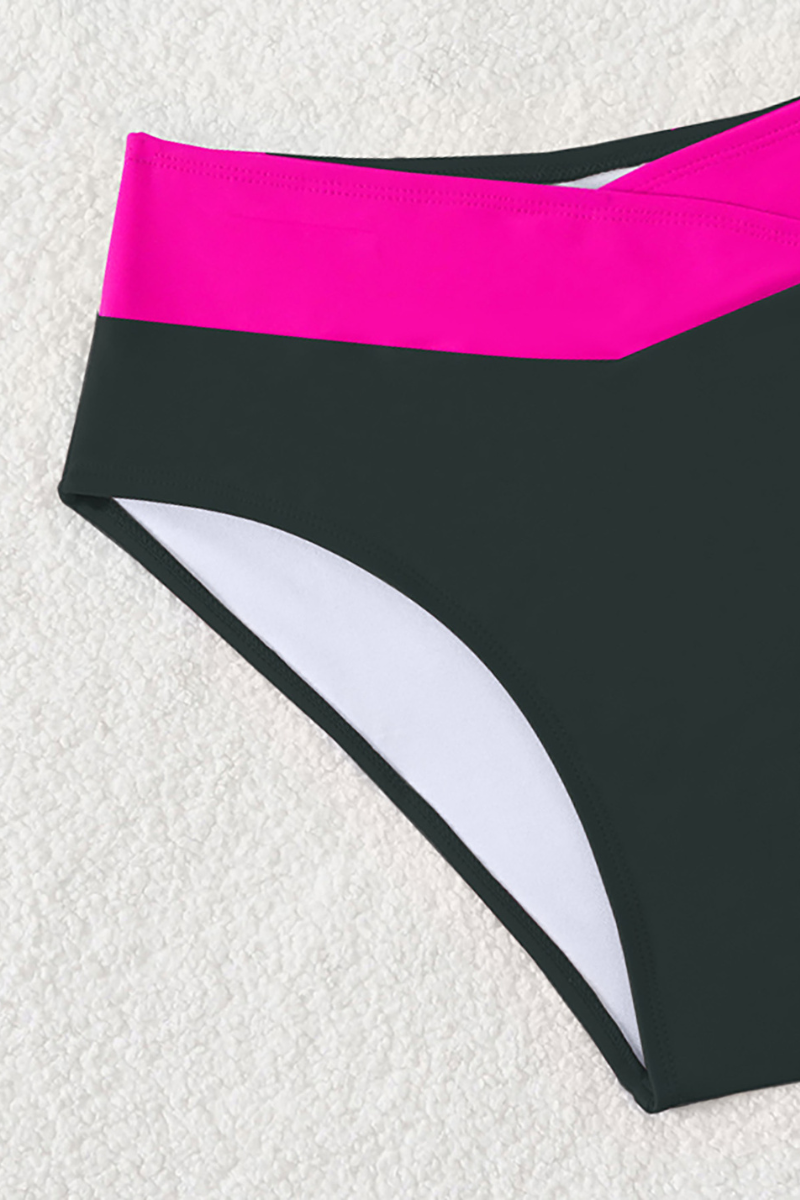 Women's Sexy Color Block Twist Front V-Waist Bikini
