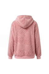 Women's Plush Long-Sleeve Drawstring Hoodie with Pet Pouch