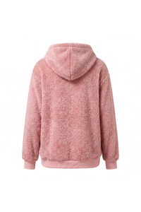 Women's Plush Long-Sleeve Drawstring Hoodie with Pet Pouch