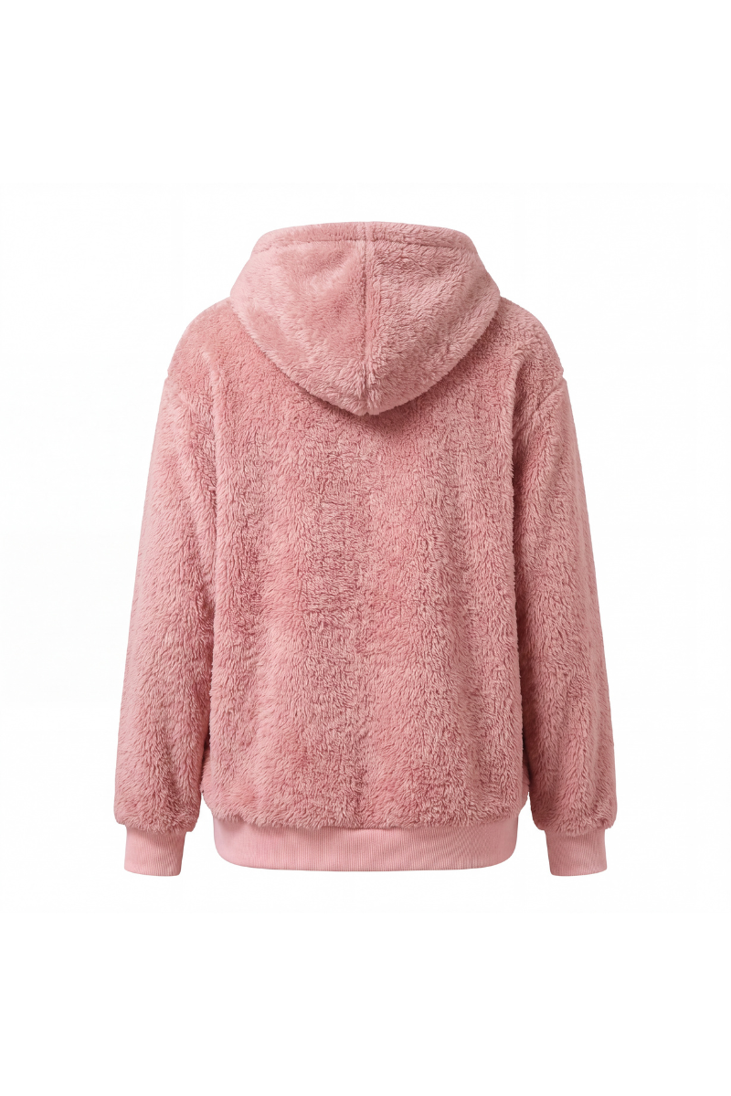 Women's Plush Long-Sleeve Drawstring Hoodie with Pet Pouch