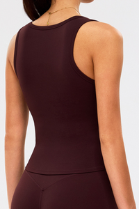 Women's Athletic Wide Shoulder Straps Solid Yoga Tank Top