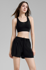 Women's Mesh Panel High Impact Bra & Shorts 2-Piece Set