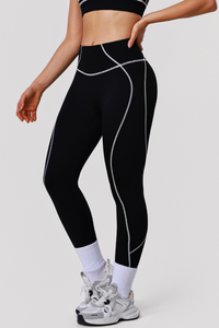 Women's Athletic Sculpting Color-Blocked Stripes Leggings