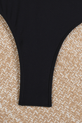 Women's V-neck Solid Cutout Fitted Swimsuit