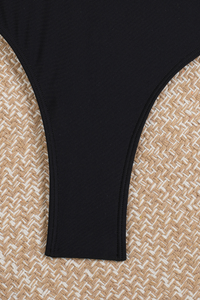 Women's V-neck Solid Cutout Fitted Swimsuit