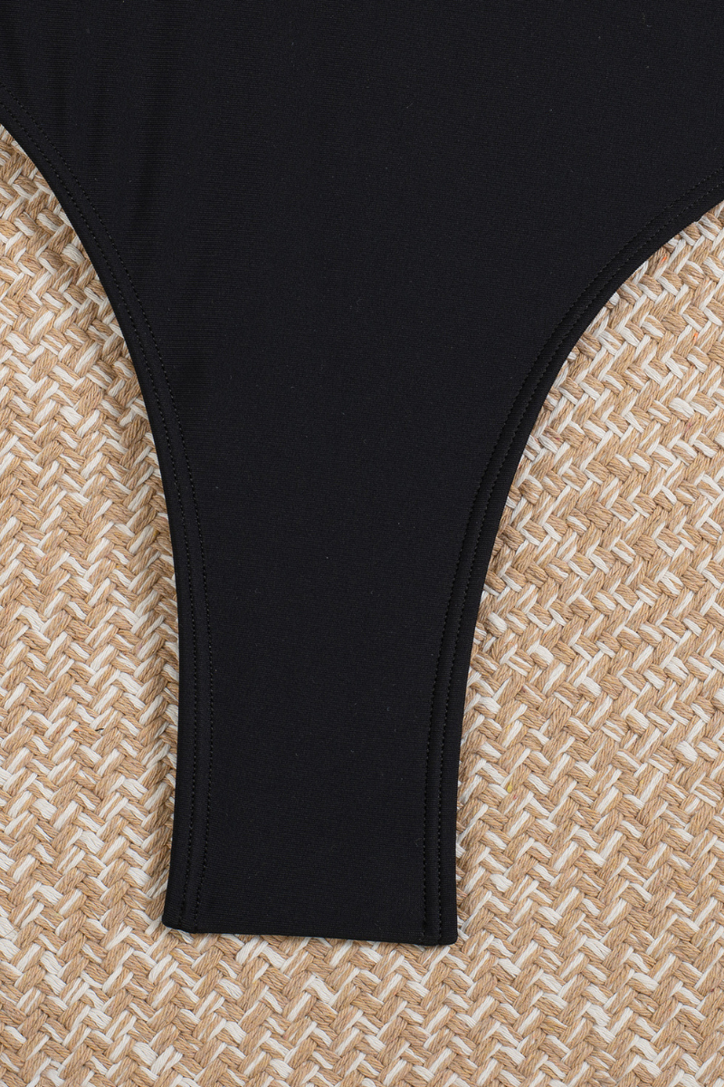 Women's V-neck Solid Cutout Fitted Swimsuit