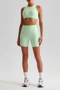 Women's Naked Feel  Mock Neck Bra & Biker Shorts 2-Piece Set