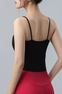 Women's Bow Decor Thin Strap Padded Yoga Cropped Cami