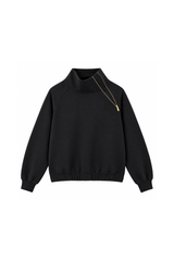Women's Asymmetric Zip Elastic Hem Mock Neck Sweatshirt