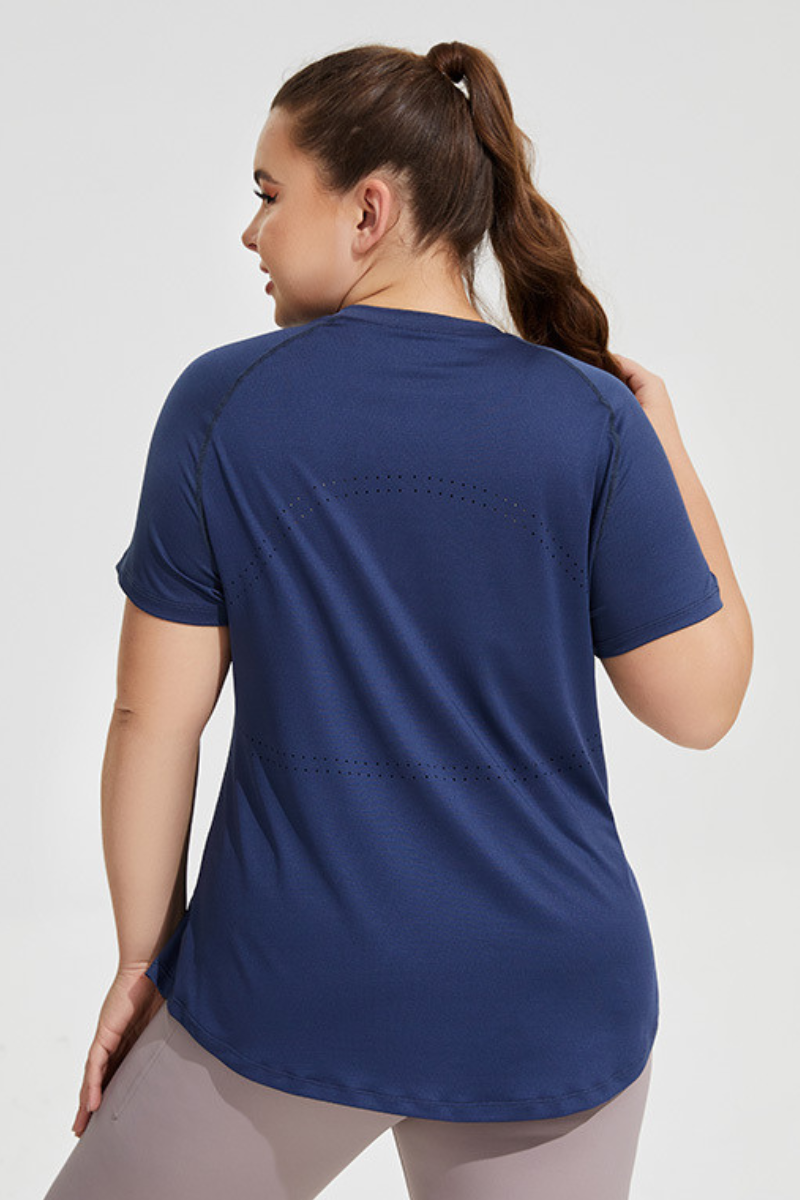 Plus Size Women's Back Mesh Vent Soft Athletic Yoga T-shirt