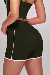 Women's Athletic Color-blocked High-waist Side Pocket Shorts