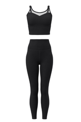 Women's Athletic Sets:Mesh Panel Bra And High Waist Leggings