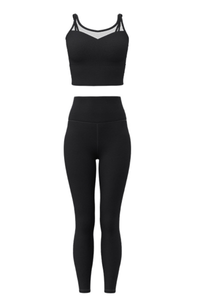 Women's Athletic Sets:Mesh Panel Bra And High Waist Leggings
