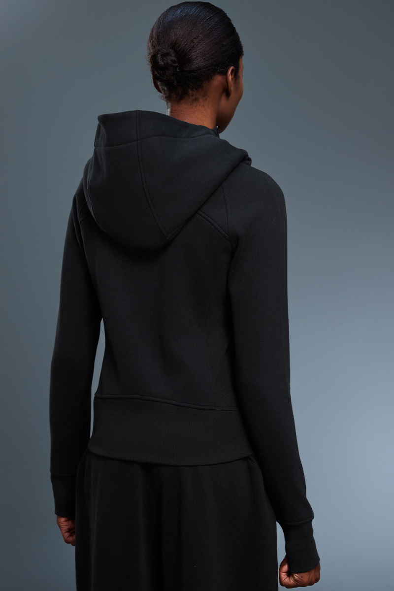 Women's Athletic Slim Full Zipper Finger Cuffs Hooded Jacket