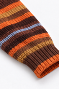 Women's Winter Retro Color Striped Long Sleeve Knit Sweater