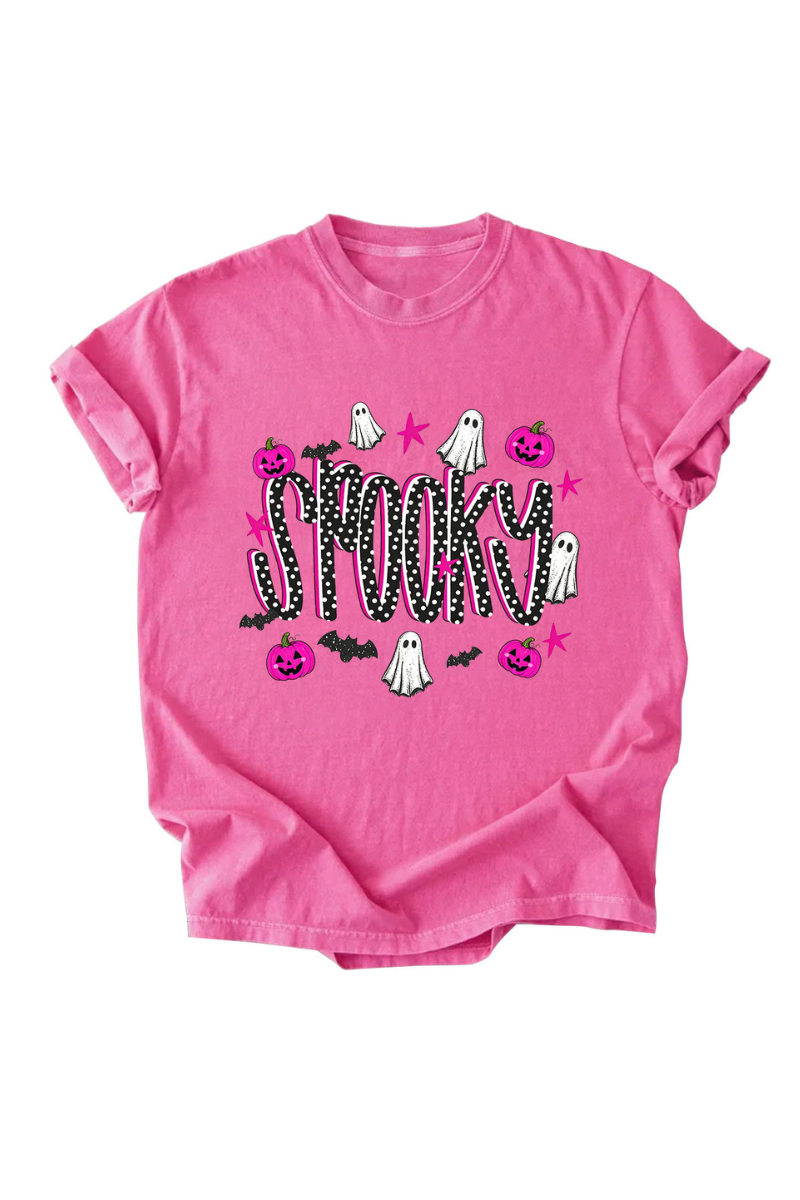Women's Halloween Pumpkin Ghost Bat Print T‑shirt