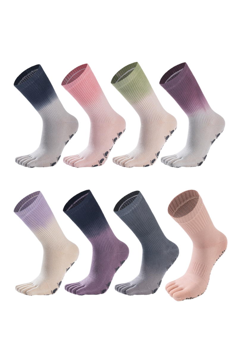 Women's Tie-Dye Crew Yoga Grip Five-Toe Socks