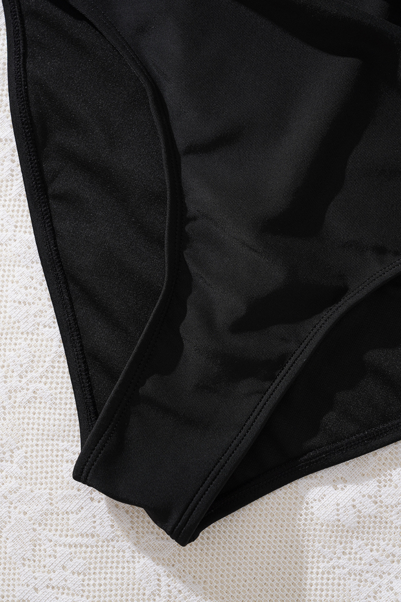 Women's V-Neck Cross Back Pleated Fitted Solid Swimsuit