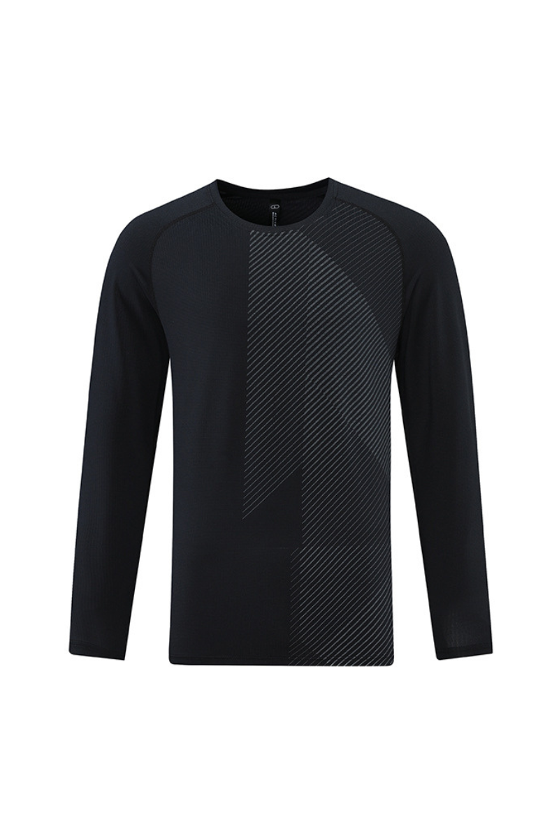 Men's Crew Neck Textured Athletic Long Sleeve T-shirt