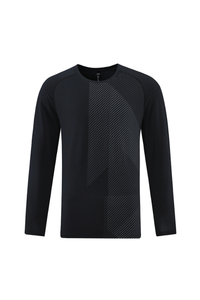 Men's Crew Neck Textured Athletic Long Sleeve T-shirt