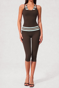 Women's Vintage Fake Two Piece Tank Top & Capri Leggings Set