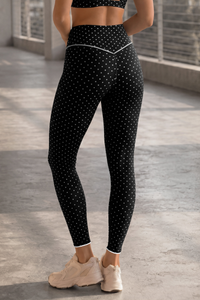 Women's Polka Dot V High Rise No Front Seam Yoga Leggings