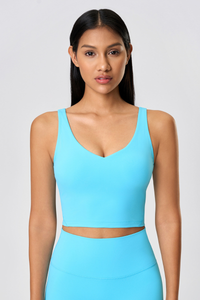 Women's V-Neck Wide Strap Beautiful Back Sports Yoga Bra