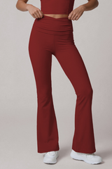 Women's Athletic High Rise Pleated Slim Fit Flared Pants