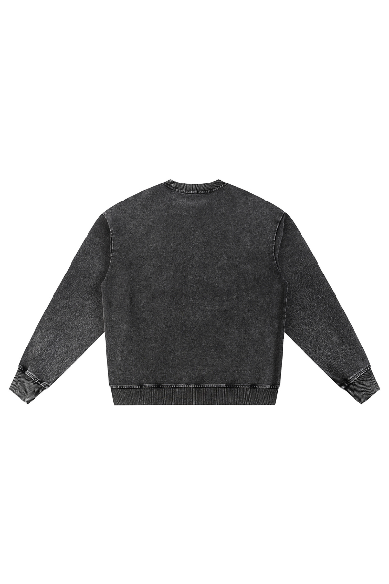 Unisex Fall 380G Heavyweight Washed Denim Relaxed Pullover