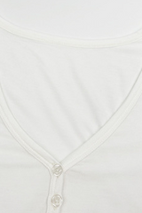 V-neck button-down short-sleeved sports top