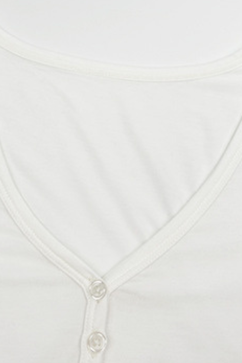 V-neck button-down short-sleeved sports top